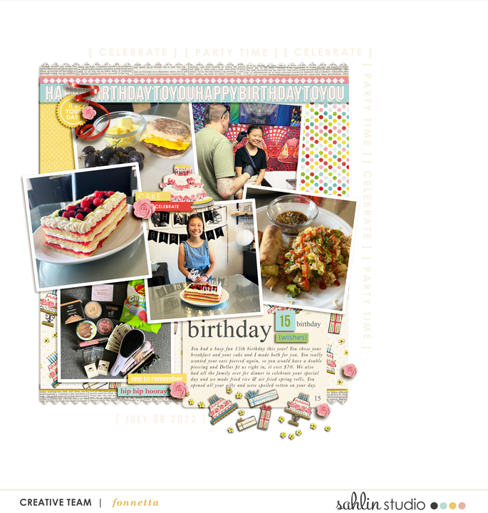 digital scrapbooking layout created by Fonnetta featuring Birthday Cake by Sahlin Studio