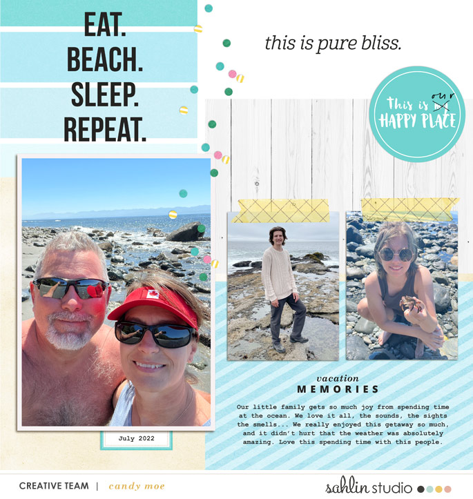 digital scrapbooking layout created by candy featuring July '23 FREE Template by Sahlin Studio