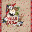 Hello Love digital layout by scrappydonna using Stamped Sentiments Digital Word Art No. 2: Love by Sahlin Studio