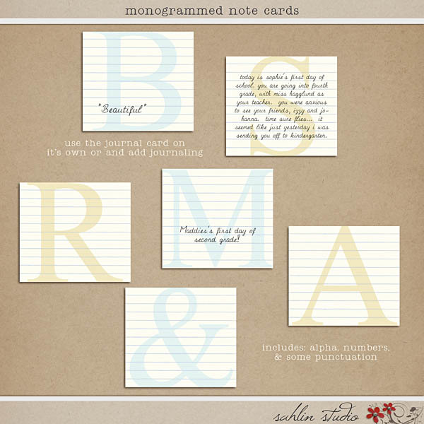Monogrammed Note Cards by Sahlin Studio