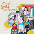 digital scrapbooking layout featuring modern words: back to school by sahlin studio