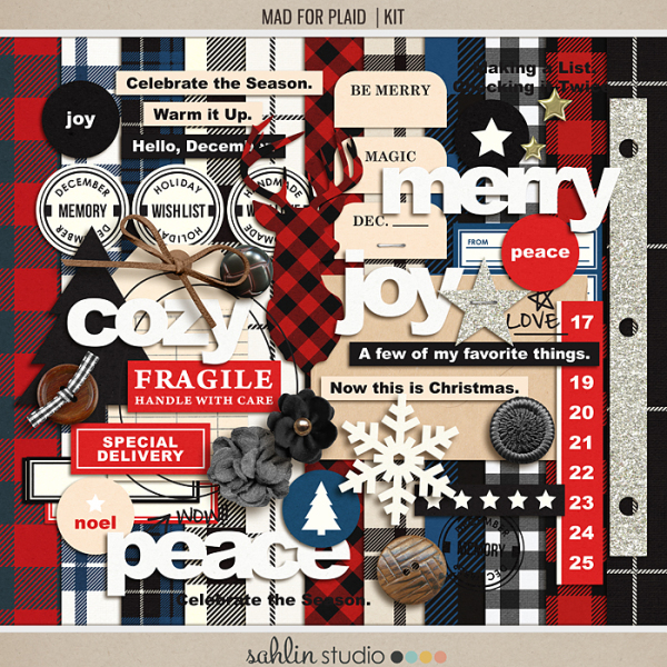 Mad for Plaid (Kit) by Sahlin Studio | Perfect for Project Life, December Daily or Document your December projects!!
