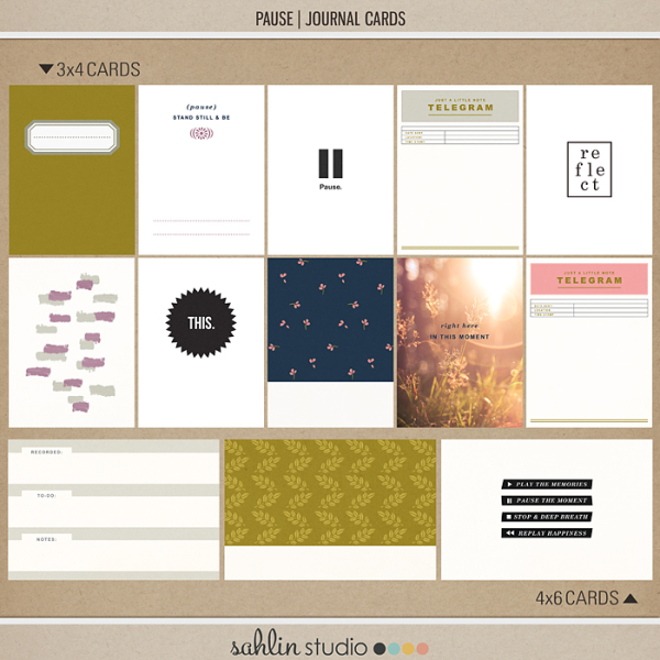 Pause | Journal Cards by Sahlin Studio - Gratitude Scrapbook Kit - Perfect for Project Life!!