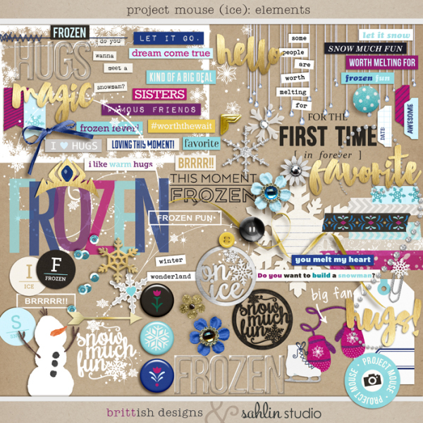 Project Mouse: Ice (Elements) by Britt-ish Designs and Sahlin Studio - Perfect for your Project Life or Project Mouse albums for scrapbooking Disney's Frozen or other magical winter memories.