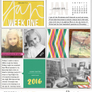 Week One digital Project Life page featuring Photo Tabs and Calendar Cards by Sahlin Studio