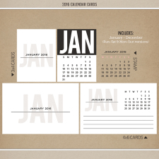 2016 Calendar Cards by Sahlin Studio - Perfect for Project Life or 365!!
