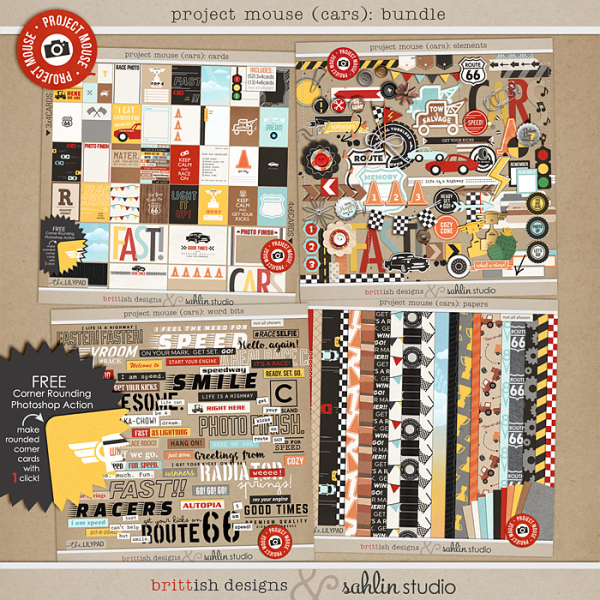 Project Mouse (Cars): BUNDLE by Britt-ish Designs and Sahlin Studio - Perfect for Disney's Cars, Carsland, Radiator Spring or racing moments for your Project Mouse or Project Life Albums!!