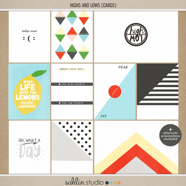 High and Low (Journal Cards) by Sahlin Studio - Perfect for your Project Life Album!!