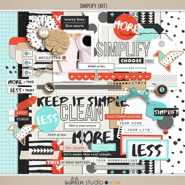 Simplify | Scrapbook Kit by Sahlin Studio - Perfect for your Project Life albums!