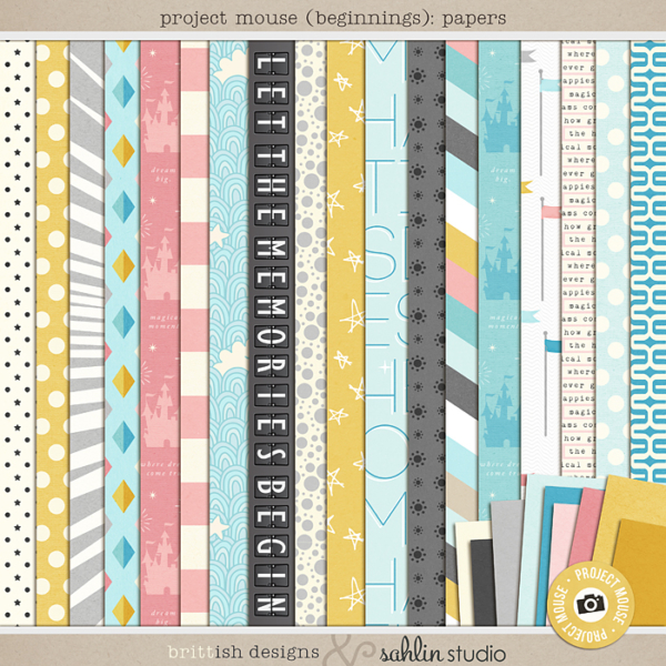 Project Mouse (Beginning): Papers | by Britt-ish Designs and Sahlin Studio - Perfect for your Disney / Disneyland Project Life or scrapbook layouts!