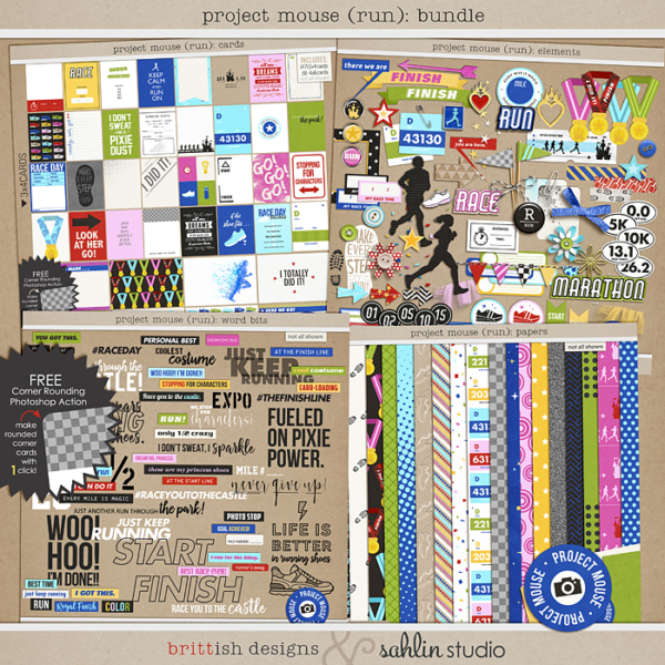 Project Mouse (Run) Bundle by Britt-ish Designs and Sahlin Studio - Perfect for your magical races, runs, marathons and exercise in your Digital Scrapbooks or Project Life or Project Mouse albums!