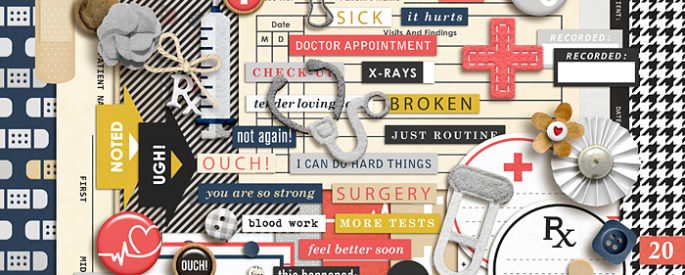 Ouch (Kit) by Sahlin Studio - Perfect for your Project Life or traditional or digital scrapbooking layouts for Doctors Visits, Surgery, Sick Days, Cancer and many more OUCH moments!!