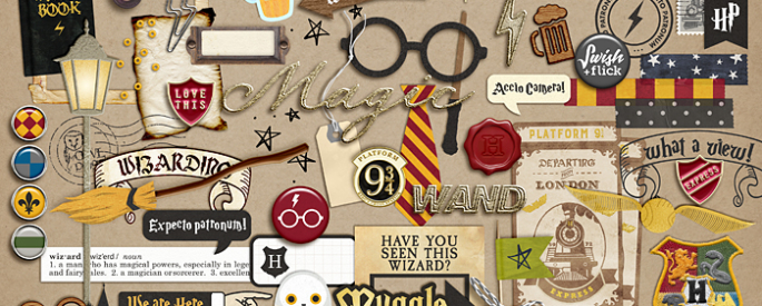 Project Mouse (Wizarding): Elements by Britt-ish Designs and Sahlin Studio - Perfect for your Universal Studios or Harry Potter Wizarding World vacation digital scrapbooking layouts or Project Life albums!!