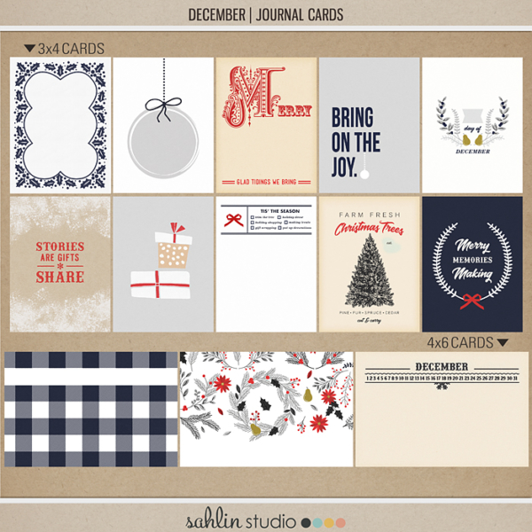 December | Journal Cards by Sahlin Studio - Perfect for Documenting Your December or December Daily album!!