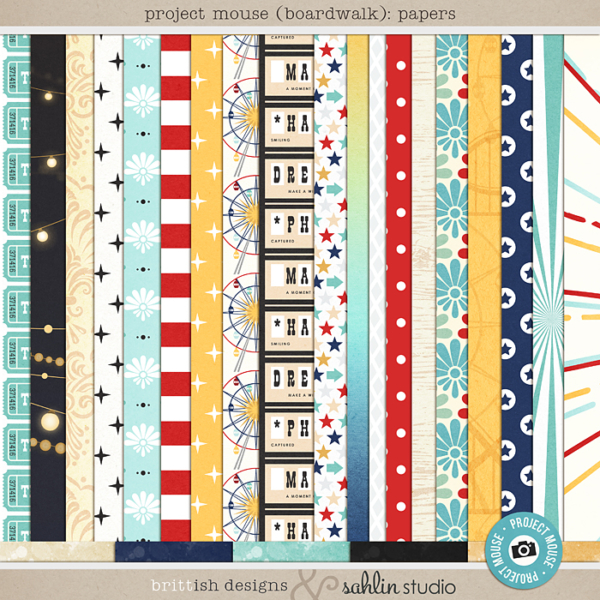 Project Mouse (Boardwalk): Papers by Britt-ish Designs and Sahlin Studio - Perfect for documenting your Project Life and Disney albums!!