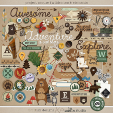 Project Mouse (Wilderness): Elements by Britt-ish Designs and Sahlin Studio - Perfect for scrapbooking your travels in the wilderness camping, At Wilderness Lodge, Merida Brave, Pocahontas or Chip and Dale in your Project Life albums!!