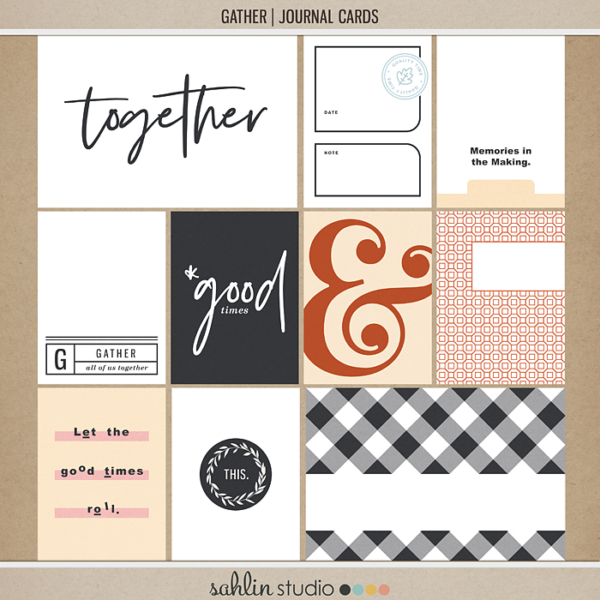 Gather (Journal Cards) by Sahlin Studio - Good in your Project Life albums for any fall, autumn, thanksgiving, or group gatherings.