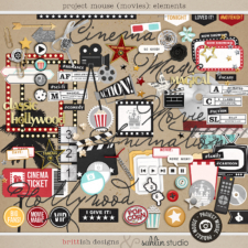 Project Mouse (Movies): Elements by Britt-ish Designs and Sahlin Studio - Perfect for scrapbooking your movie night or night at the movies or your Disney Hollywood Studios photos in your scrapbooking or Project Life albums!!