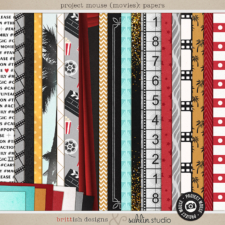 Project Mouse (Movies): Papers by Britt-ish Designs and Sahlin Studio - Perfect for scrapbooking your movie night or night at the movies or your Disney Hollywood Studios photos in your scrapbooking or Project Life albums!!