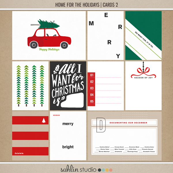 Home for the Holidays (Journal Cards 2) by Sahlin Studio - Perfect for scrapbooking your December daily albums, Document Your December or Christmas albums!!
