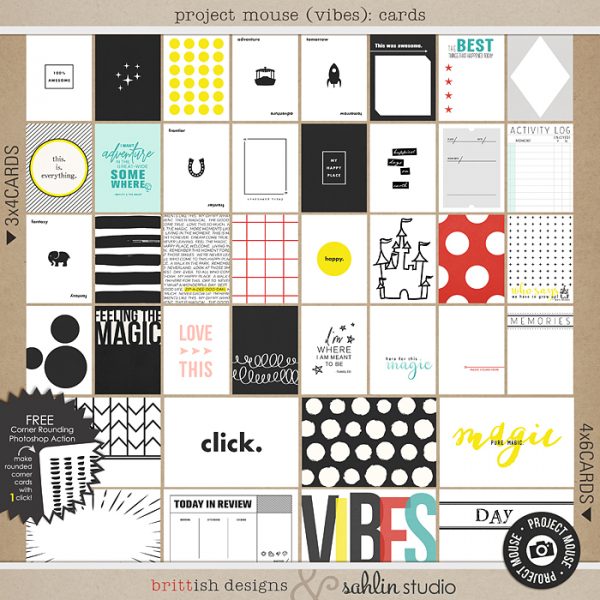 Project Mouse (Vibes) Journal Cards by Britt-ish Designs and Sahlin Studio - Perfect for scrapbooking or in your Disney Project Life or Project Mouse albums!!