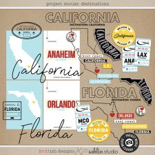 Project Mouse: Destinations by Britt-ish Designs and Sahlin Studio - Prefect for digital scrapbooking your California, Florida trips in your Project Mouse albums!!
