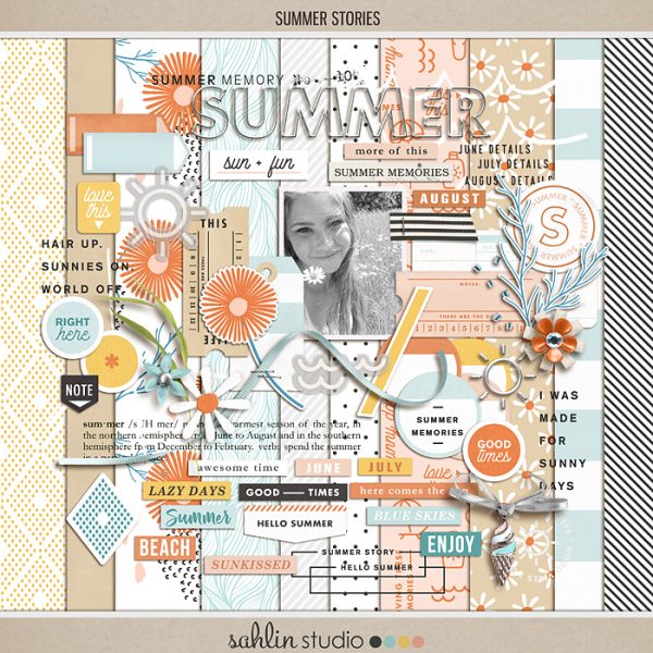 Summer Stories | Kit by Sahlin Studio - Perfect for all of your summer, swimming, beach, pool scrapbooking layouts.
