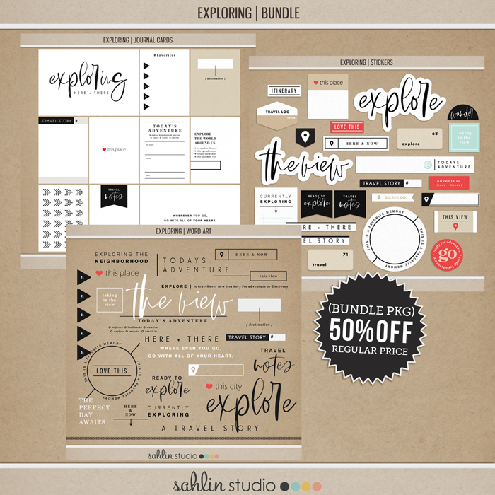 Limited Time ** Exploring (BUNDLE) by Sahlin Studio - Perfect for all of your travels in your Smash Books, Project Life album or digital scrapbooking!!