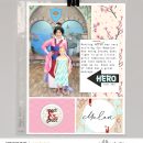 My Hero Mulan hybrid Project Life scrapbook page layout using Project Mouse (Princess) Mulan | Kit & Journal Cards by Britt-ish Designs and Sahlin Studio
