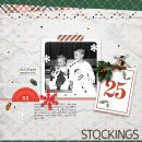Christmas Stockings digital scrapbooking page using Comfy Cozy Are We by Sahlin Studio